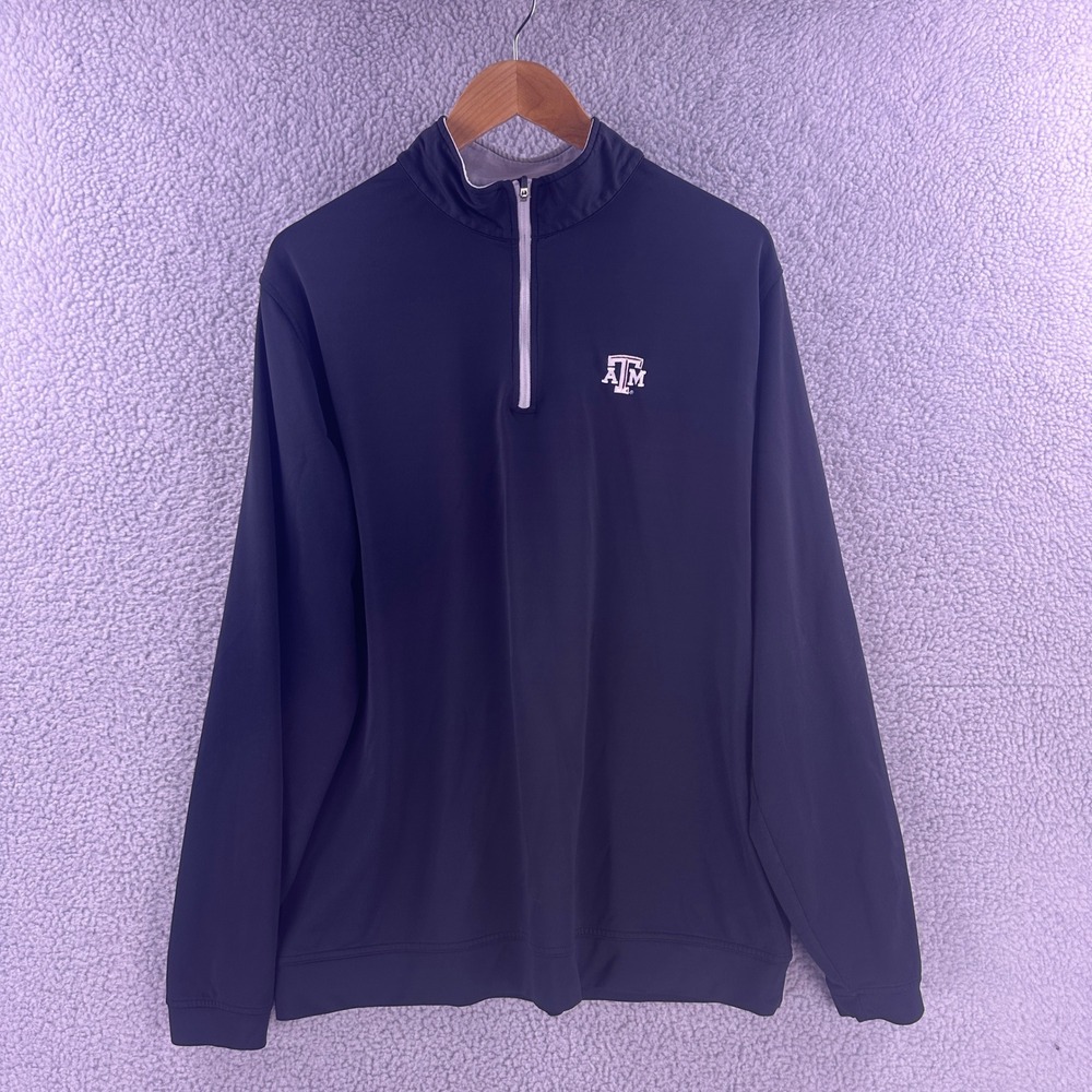 Peter Millar Crown Sport Texas A&M Pullover Black XL 1/4 Zip Mens